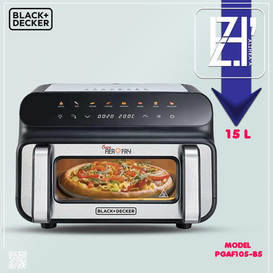 فرن وقلاية بدون زيت وشواية بيتزا بلاك انديكر موديلPGAF105-B5